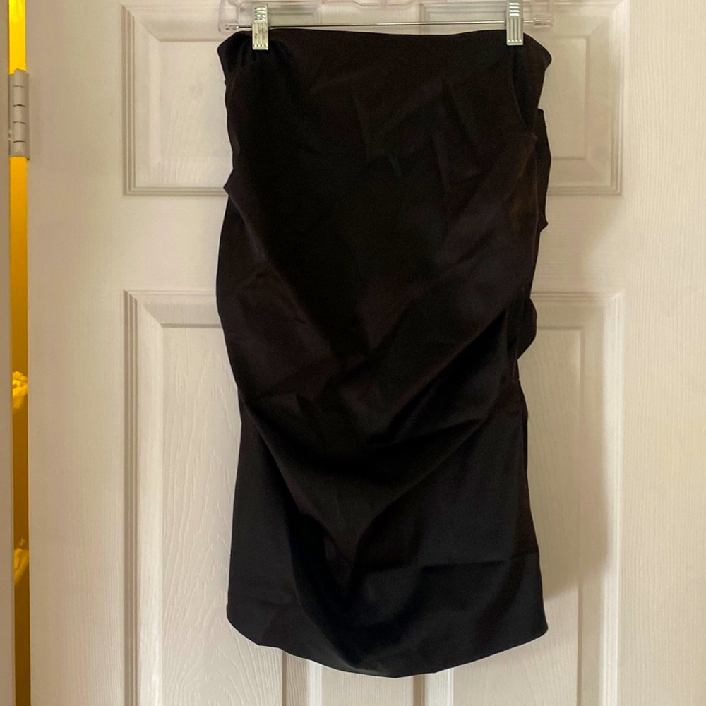 Satin Ruched Pencil Skirt